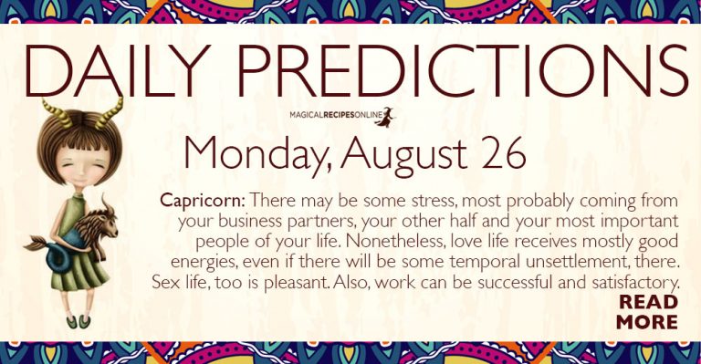 Daily Predictions for Monday 26 August 2019