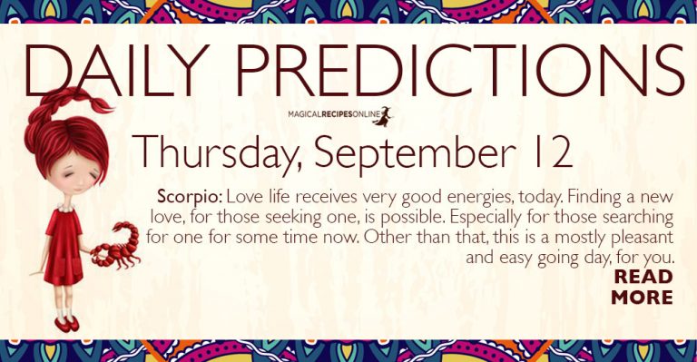 Daily Predictions for Thursday 12 September 2019