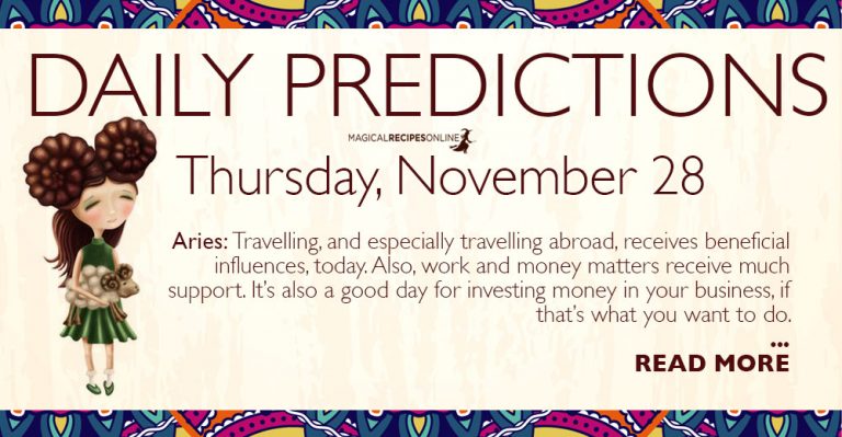 Daily Predictions for Thursday 28 November 2019