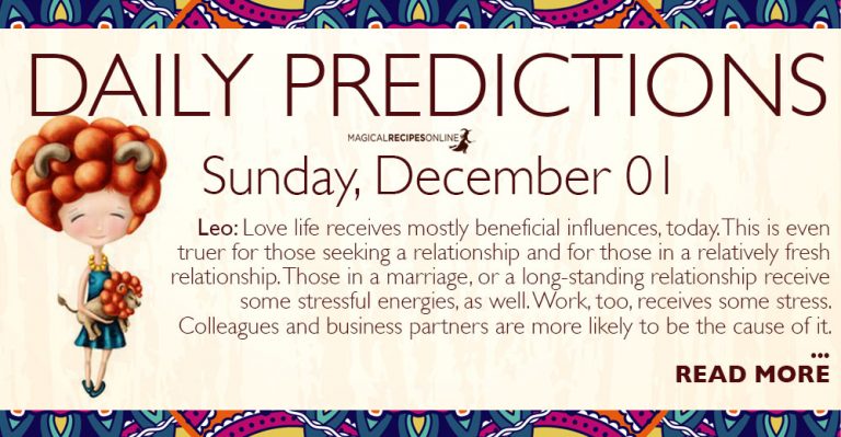 Daily Predictions for Sunday 01 December 2019