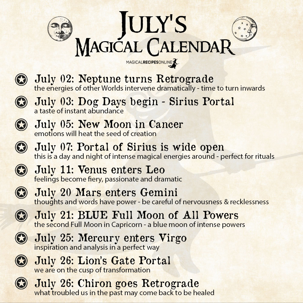 july magical calendar